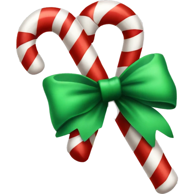 Candy cane with a green bow  emoji