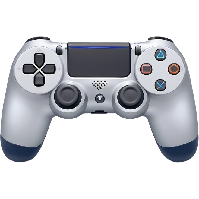 Clash of Clans aesthetic: Cinematic Playful PlayStation 4 DualShock Controller Portrait Emoji, rendered in a 3D vector-style similar to standard emojis with minimal shading and bold, simplified shapes. A compact, distinct form with signature details, softly glowing with a cutting-edge console technology charm. Simplified yet unmistakably iconic, highly detailed and consistent, glowing with a soft radiance and high shine. Stylized with a touch of technological advancement and a soft glowing outline, capturing the essence of a beloved gaming relic with a friendly, playful manner! emoji