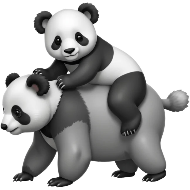 one Small Panda riding one big koala’s back emoji