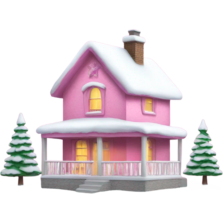 pink christmas house emoji