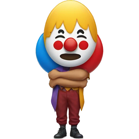 emoji sad underneath but holding up a clown emoji emoji