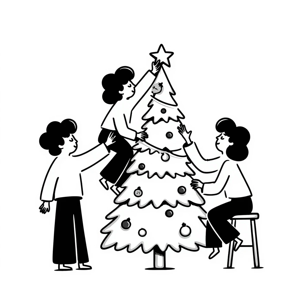 people decorating a Christmas tree emoji