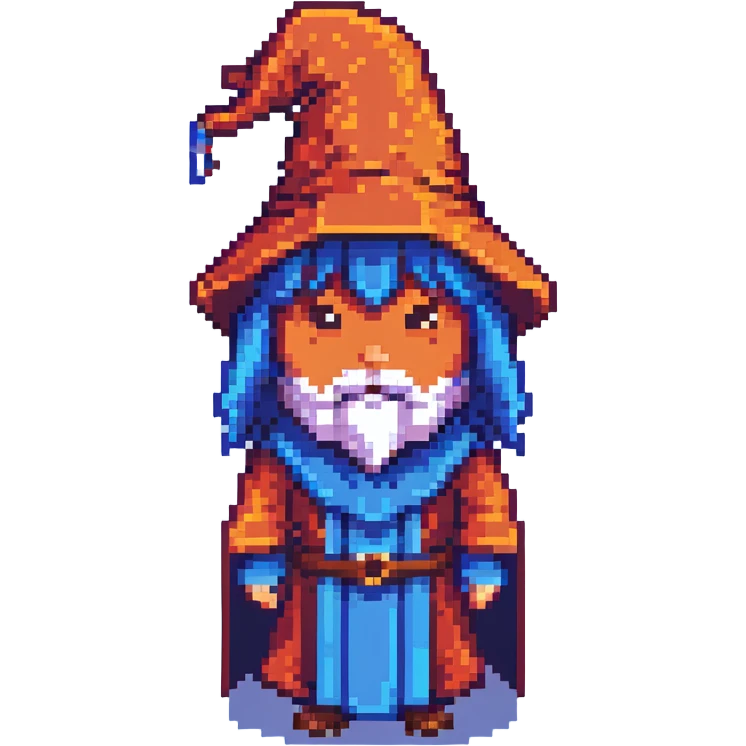 Pixel art wizard with Armenian flag colors (red, blue, orange) in the background emoji