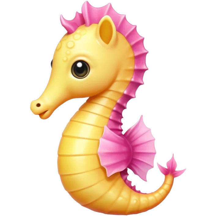 extremely cute aesthetic seahorse with tiny body, huge shiny round eyes, soft colors, extra charming, kawaii-inspired, Apple emoji style emoji