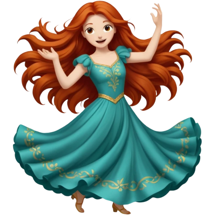 Excited long haired redhead dancing emoji