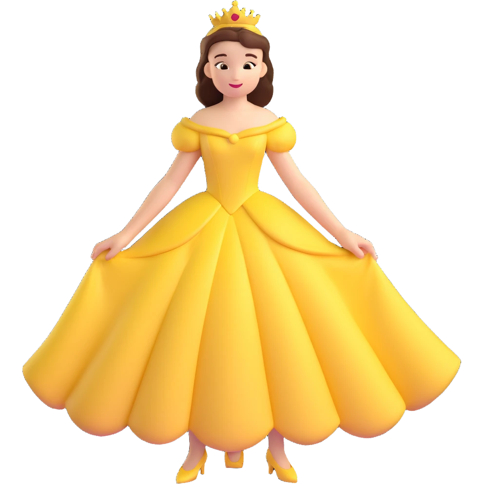 yellow belle princess dress emoji