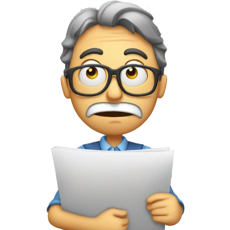  scared teacher looking at a paper emoji