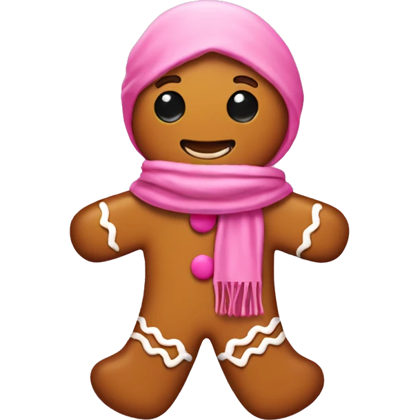 gingerbread man with a pink scarf emoji