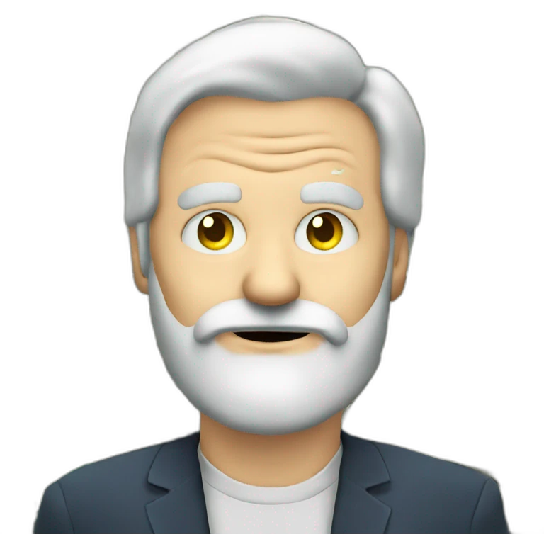 old white guy with beard and dollar signs in his eyes with chart going upwards behind him emoji