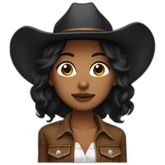 cowgirl straight black hair emoji