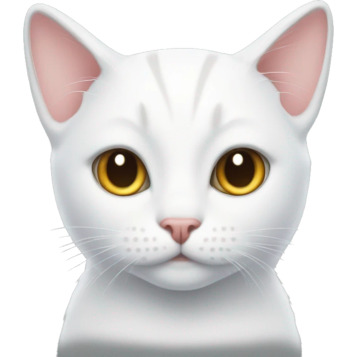 A white cat with a Blake spot on her head emoji