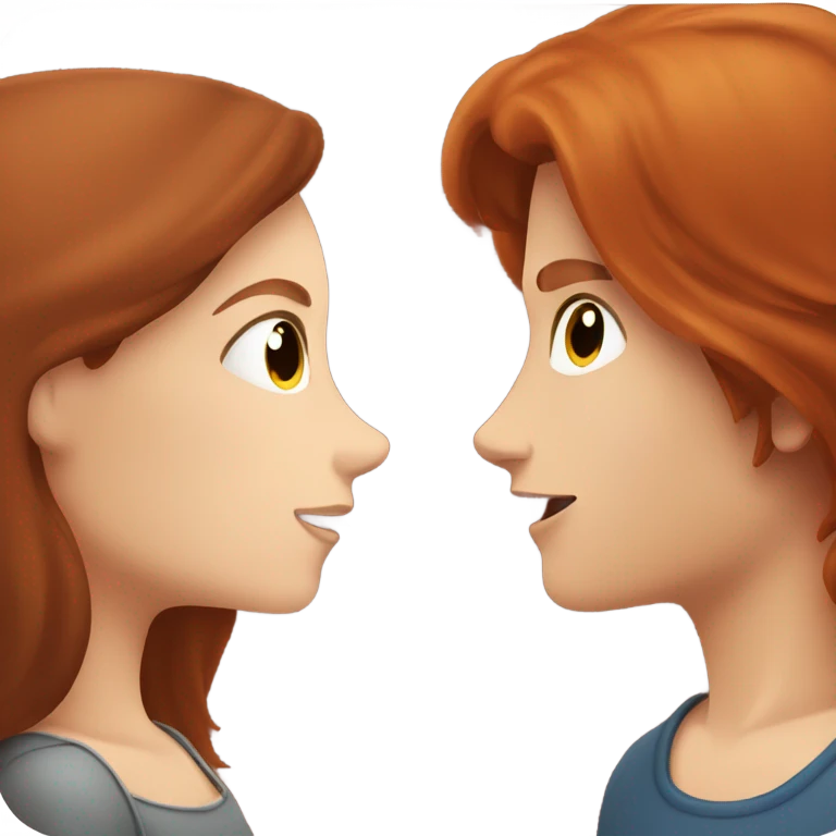 Redhead girl kissing brunette boy  emoji