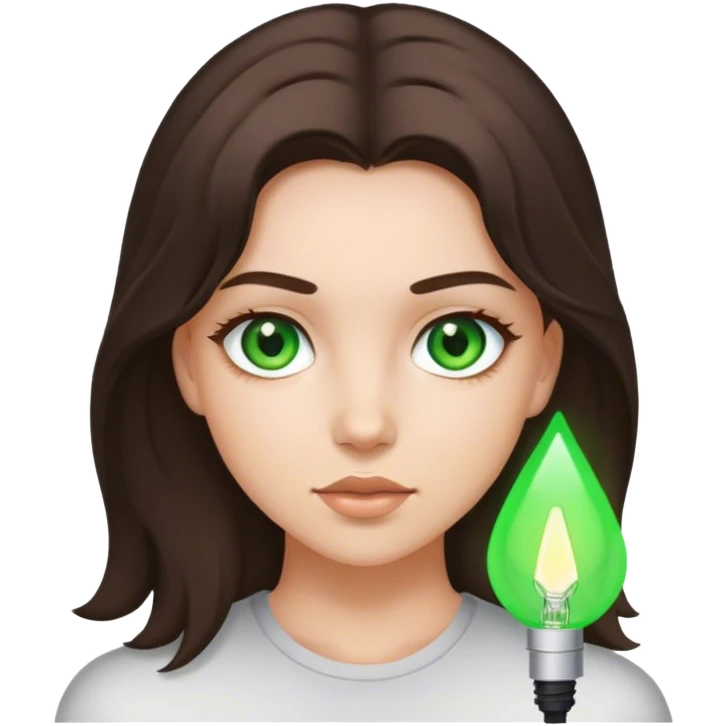 Brunette watt hair girl with green eyes emoji