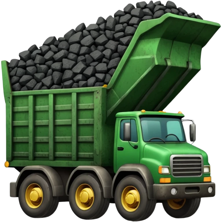 green truck with coal ore emoji