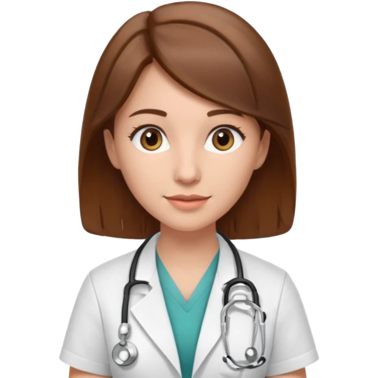 brown hair caucasian female physician emoji