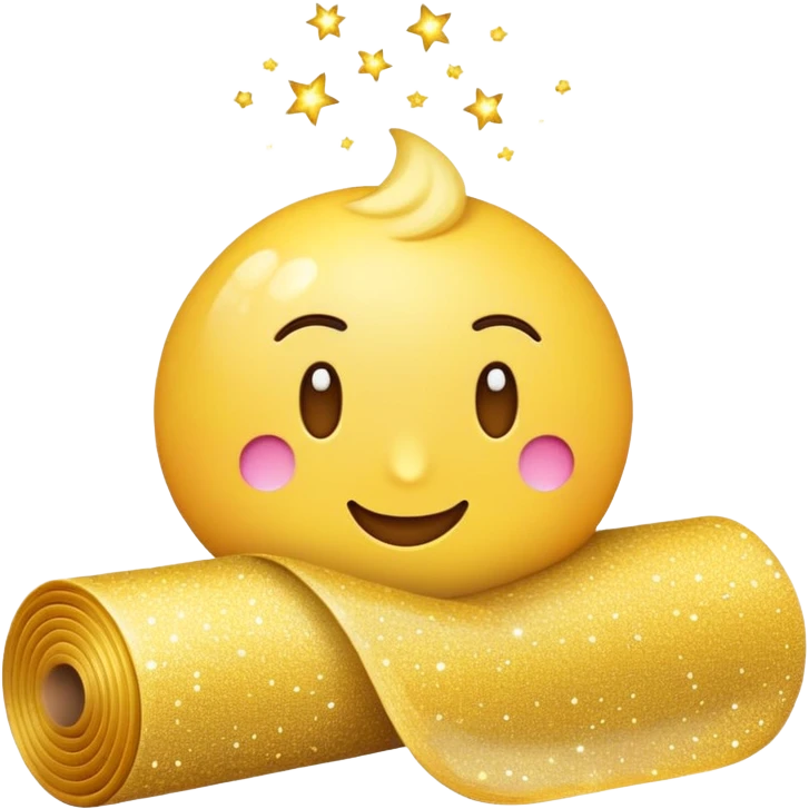 simple composition of a sparkle emoji in foreground with only a roll of patterned fabric behind it, nothing else emoji