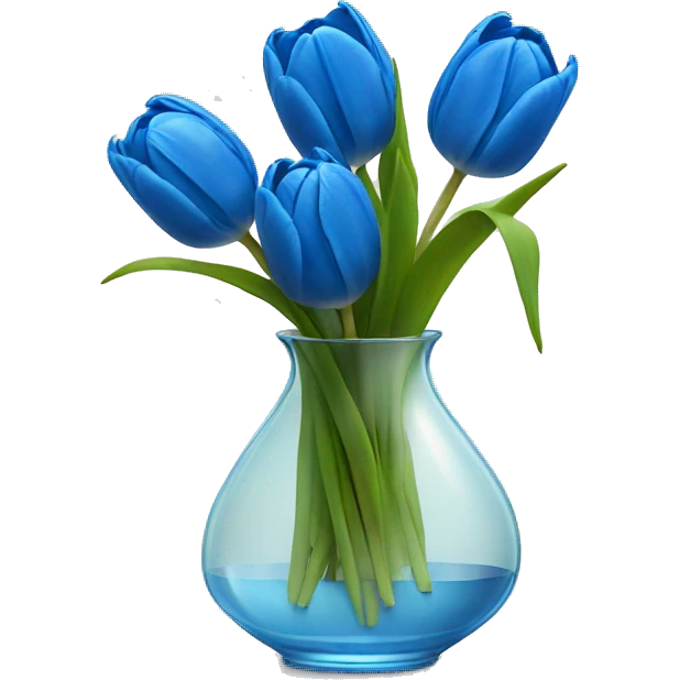 blue tulips in a glass vase emoji