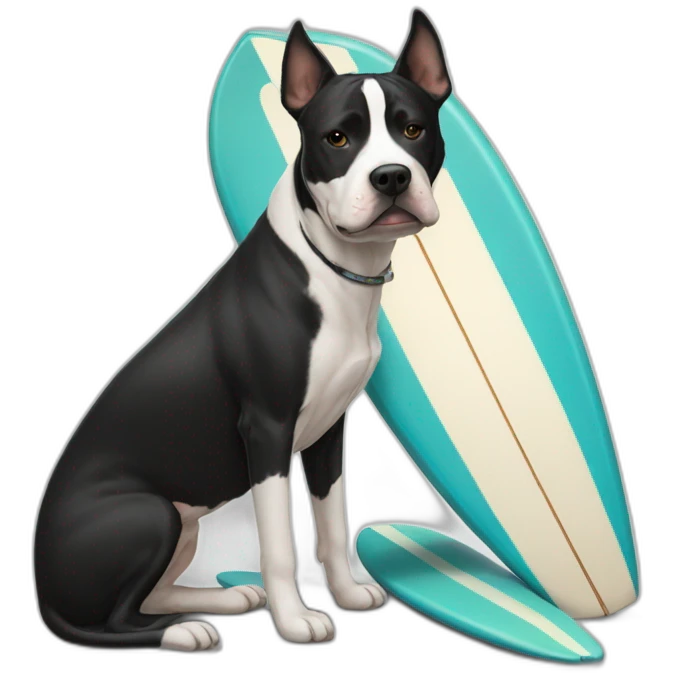 surfboard and black-white amstaff emoji