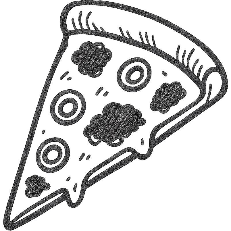 pesto pizza slice, hand drawn style, sketchy lines, artistic emoji