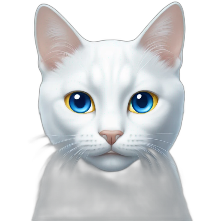 white cat with blue and yellow eyes  emoji