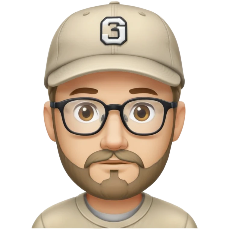 adventurer with goatee beard (no beard on cheeks), short hair, glasses and backwards baseball cap emoji