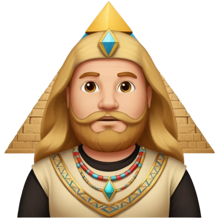 fat male blond reddish long hair agent with three-day-beard in egypt with pyramid. emoji