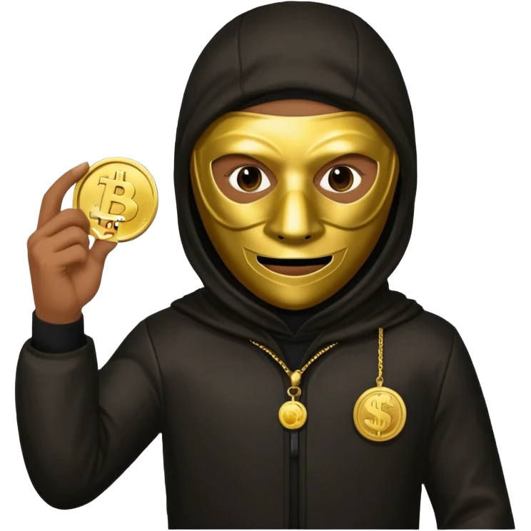 Robber emoji holding a 💰 wearing a mask that is made of robber suit without showing his hand the 💰 need to be in the left without is showing hands emoji