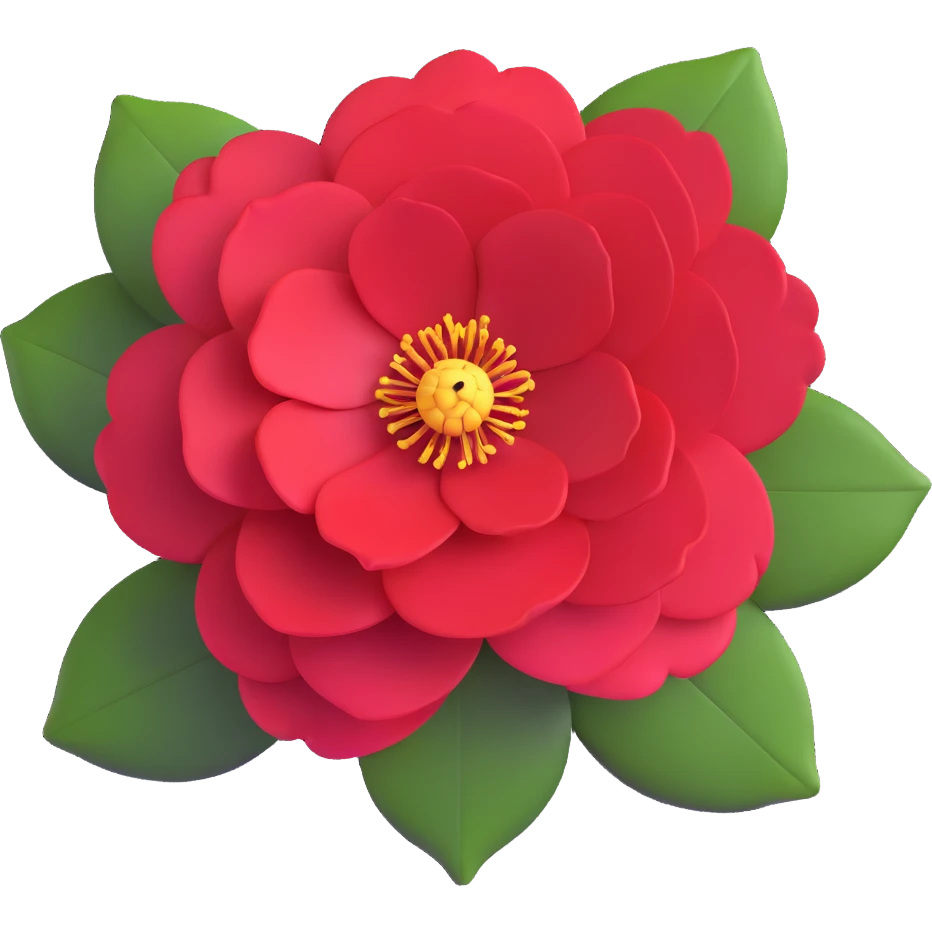 minimalist red camellia with just five layered petals emoji