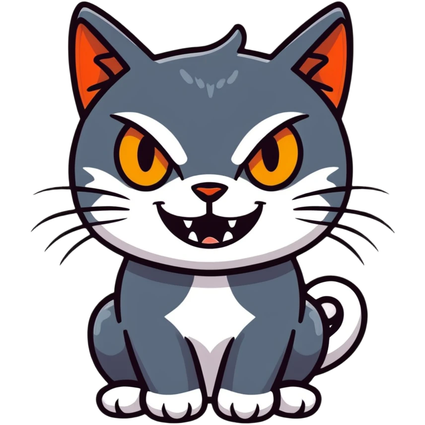 mad cat with fiery eyes and showing teeth emoji