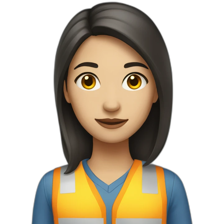 woman, civil engineer, dark hair, dark eyes, light skin, straight hair, blue and yellow colors emoji