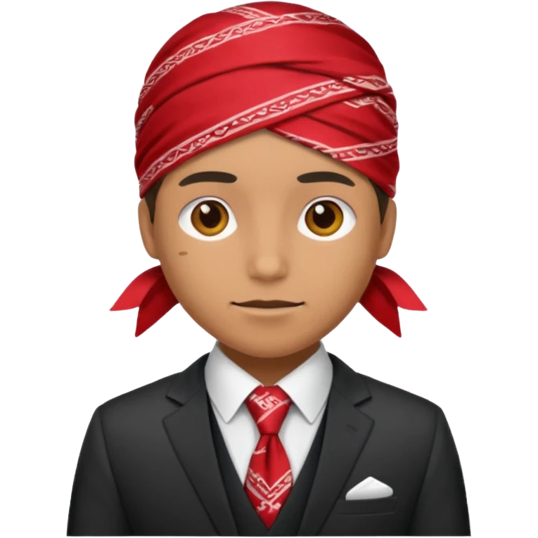 Character wearing a bandana and a suit emoji