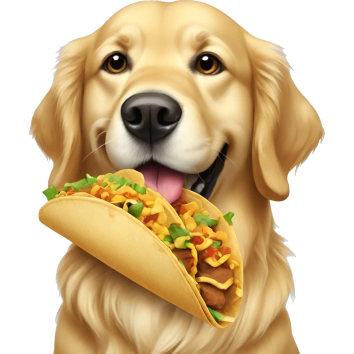 golden retriever eating a taco emoji