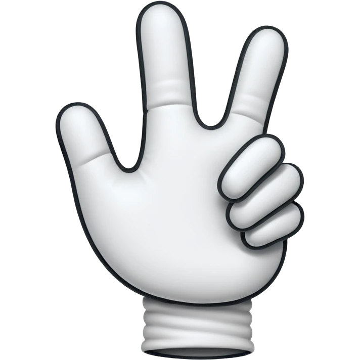 white cartoon glove hand emoji inspired by Mickey Mouse, simple, rounded emoji