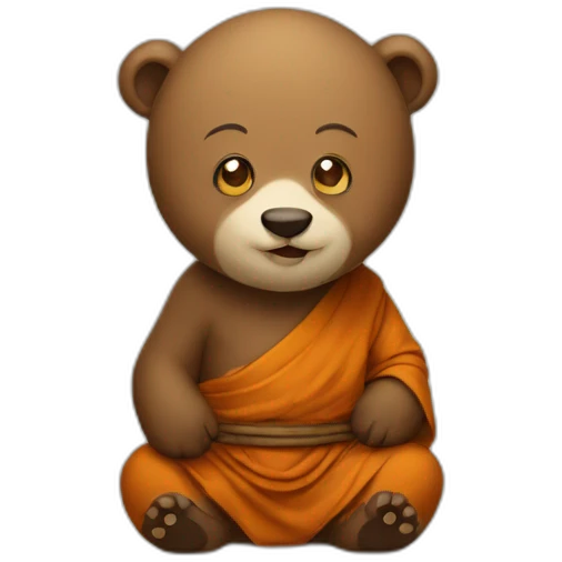 Monk bear with a mischievous face emoji