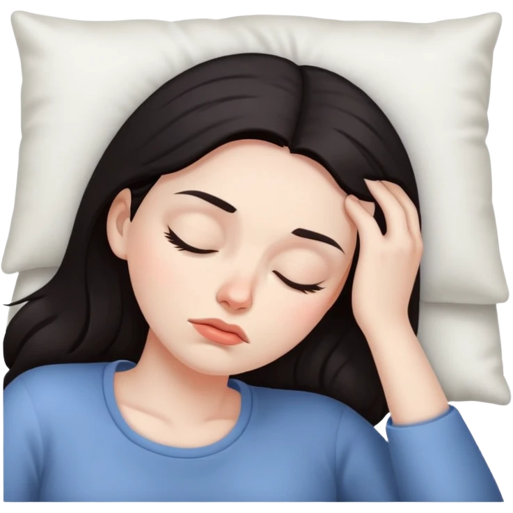 white woman dark hair tired sleepy  emoji