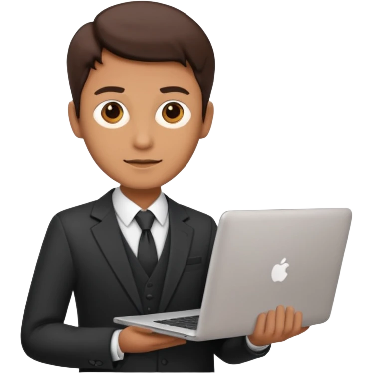 A DEVELOPER WITH A laptop, USING FORMAL CLOTHES emoji