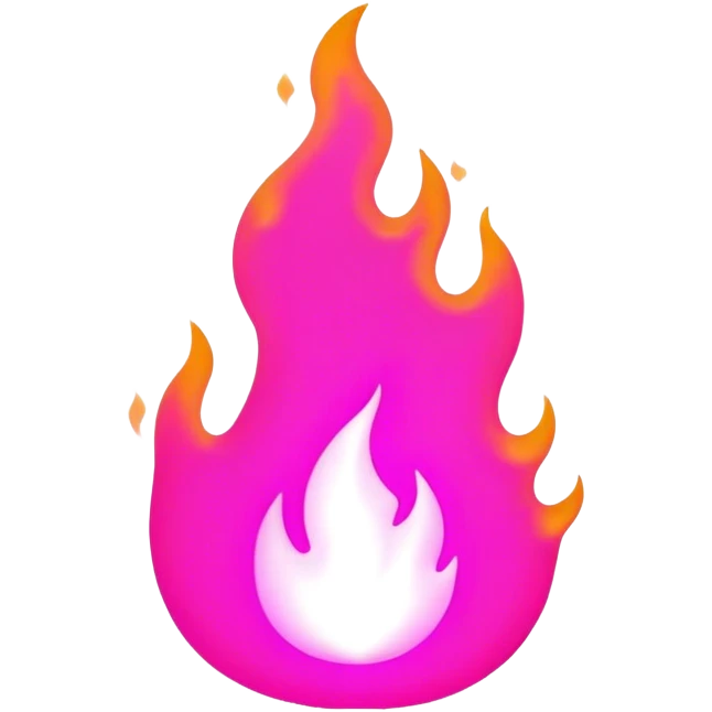 outline pink neon fire emoji