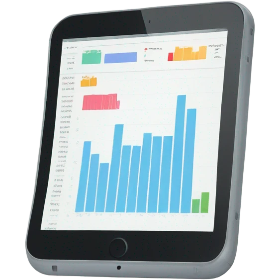 tablet with data charts emoji