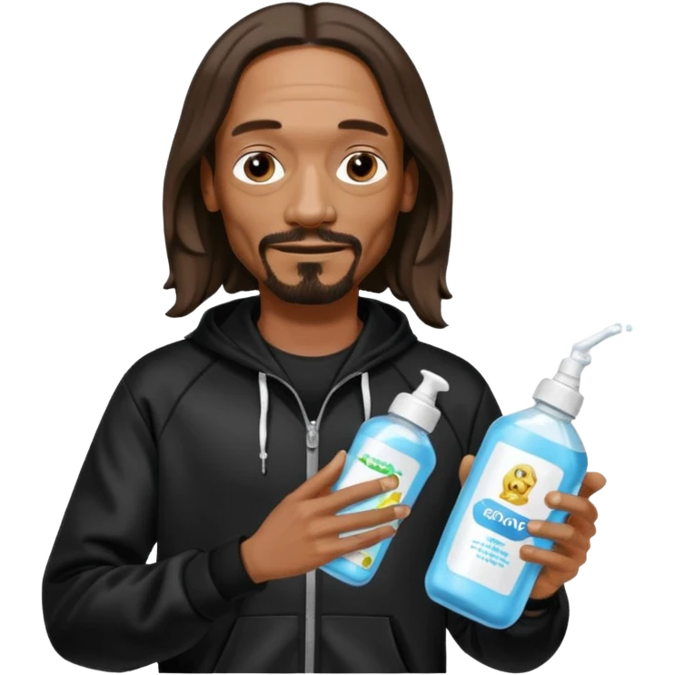 Snoop Dogg in a tracksuit holding up baby oil emoji