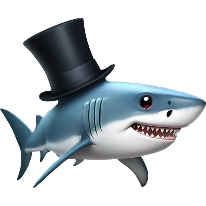 Shark with a top hat emoji
