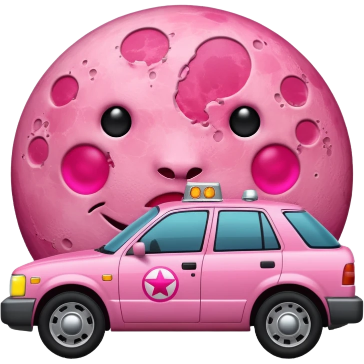 a pink full moon with a pink patrol/fuel pump attached to it emoji