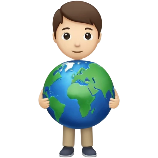 Stick figure holding planet earth emoji