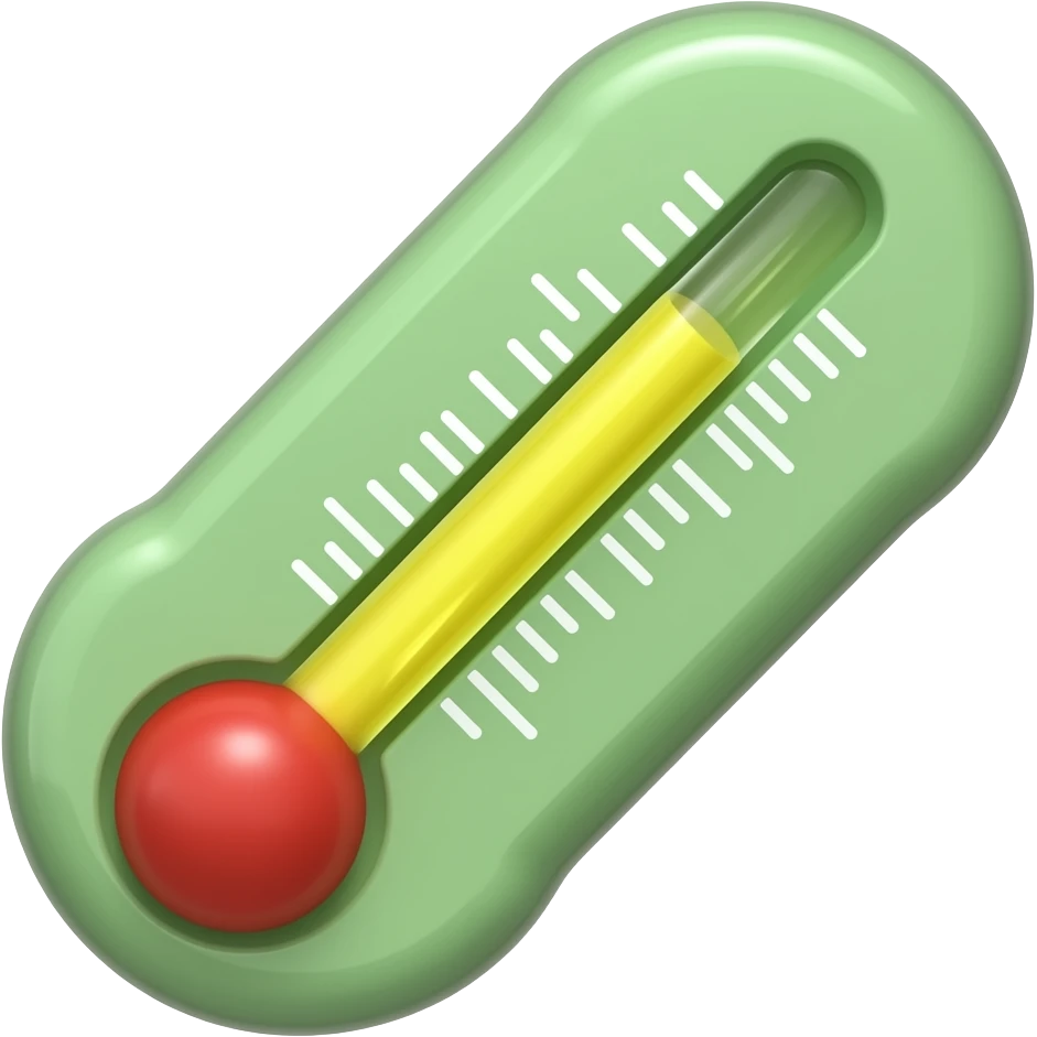 Make a thermometer that is green but also shows yellow and red. emoji