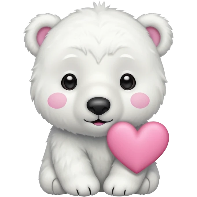  Oso Polar blanco corazón rosa kawaii cute emoji