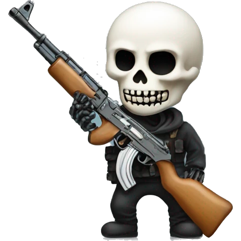a skeleton holding an ak47 emoji
