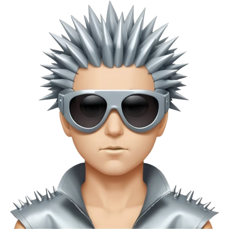 cyber y2k guy with spiky hair, futuristic sunglasses, and duct tape across his mouth emoji