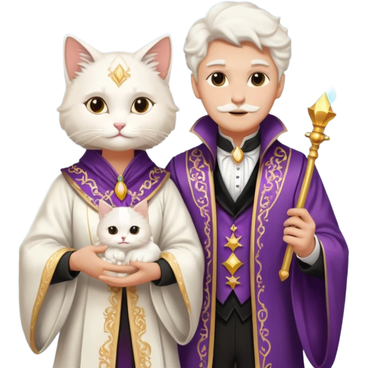 magician couple and their pet cat emoji