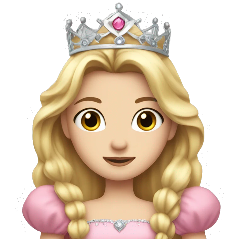 pretty princess, long blonde hair, long eyelashes, pink dress, silver crown emoji