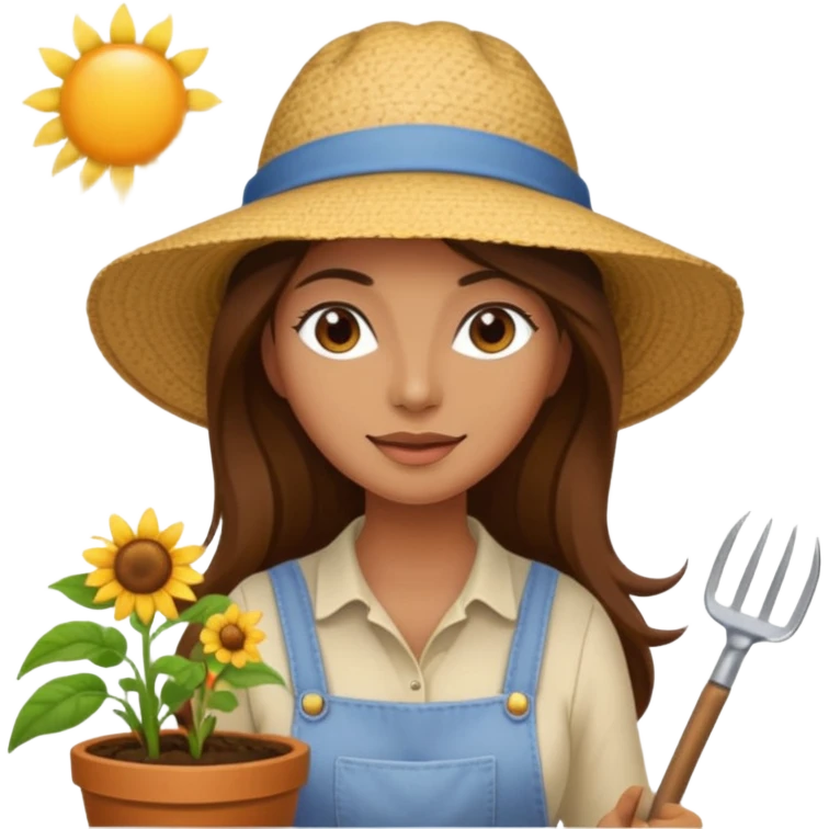 long brown hair woman Gardening emoji