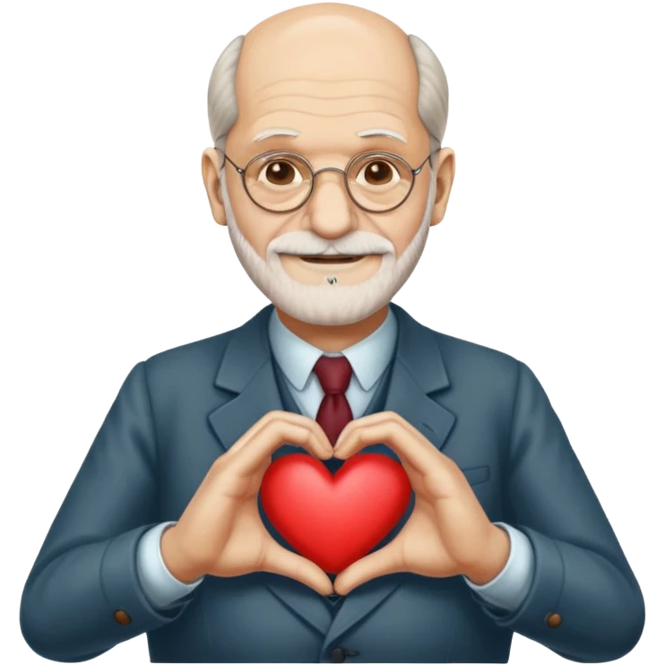 An emoji of sigmund freud making a heart with his hands emoji